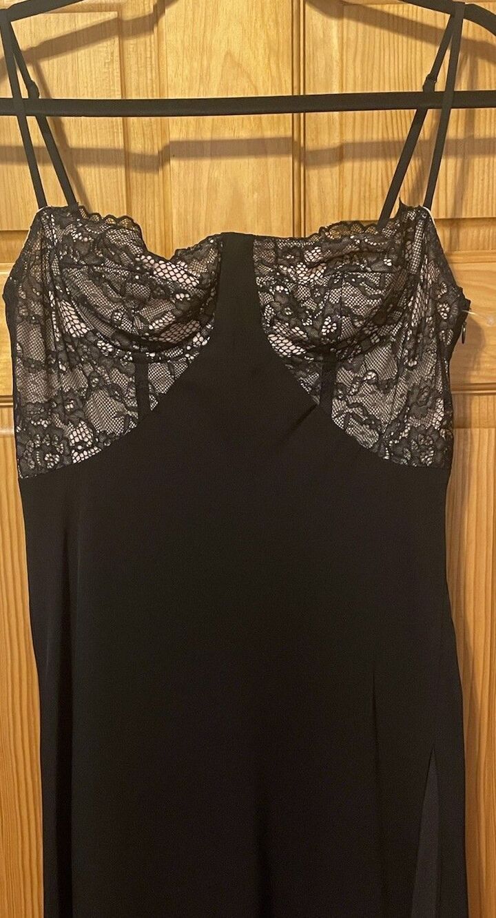 Black Halo Coressa Underwire Lace Inset Stretchy Crepe Gown, Sz 12, New - Picture 9 of 12